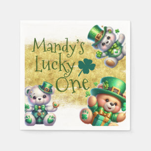 St.Patrick’s Day Bär Süßer Geburtstag Glückspilz Serviette
