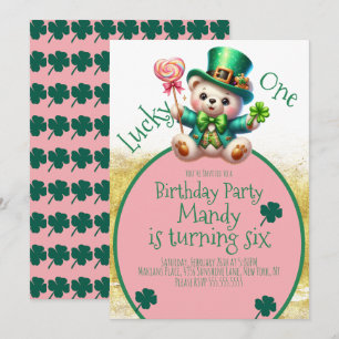 St.Patrick’s Day Bär Süßes Mädchen Geburtstag Glüc Einladung