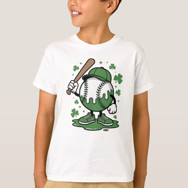St. Patrick’s Day Baseball Eiscreme Kind  T-Shirt (Vorderseite)