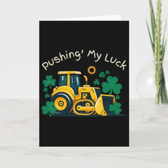 St. Patrick’s Day Bulldozer Spaß Bau Kinder  Karte (Vorderseite)