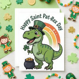 St Patrick’s Day Card Pat Rex Dino Feiertagskarte