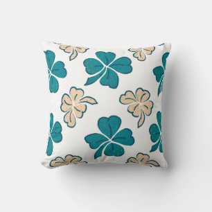 St. Patrick`s Day Clover Kleeblatt Zeichnend Muste Kissen