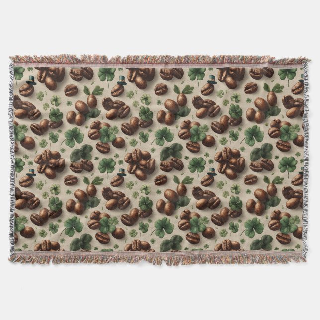 St. Patrick’s Day Coffee & Shamrock Pattern Decke (Vorderseite)