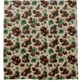 St. Patrick’s Day Coffee & Shamrock Pattern Duschvorhang