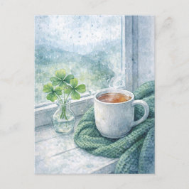 St. Patrick’s Day Cozy Tea Postcard Feiertagspostkarte
