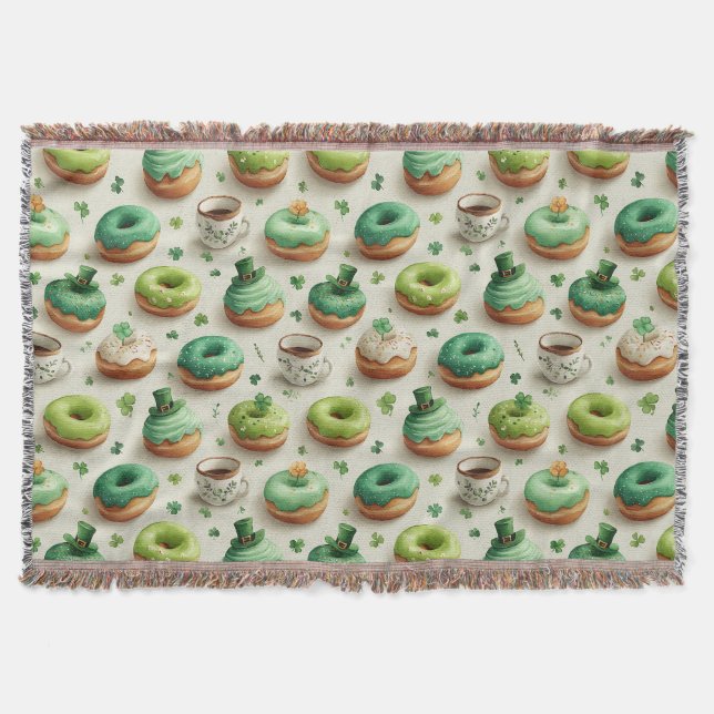 St. Patrick’s Day Donuts & Coffee Watercolor Decke (Vorderseite)