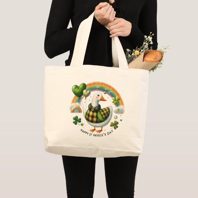 St. Patrick’s Day Duck Tote Bag Jumbo Stoffbeutel (Vorderseite (Produkt))