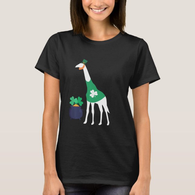 St Patrick S Day Giraffe Niedlich Zootier T-Shirt (Vorderseite)