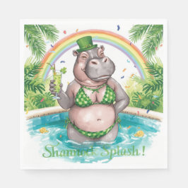 St. Patrick’s Day Glam Hippo Bikini in the pool  Serviette