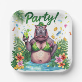 St. Patrick’s Day Glam Hippo Bikini  Pappteller