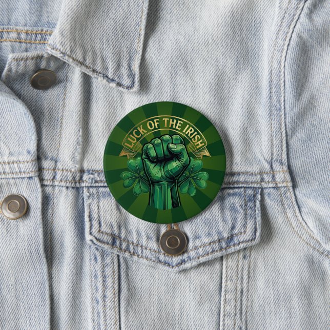 St. Patrick’s Day Glück der Iren Faust Shamrock Button (Beispiel)