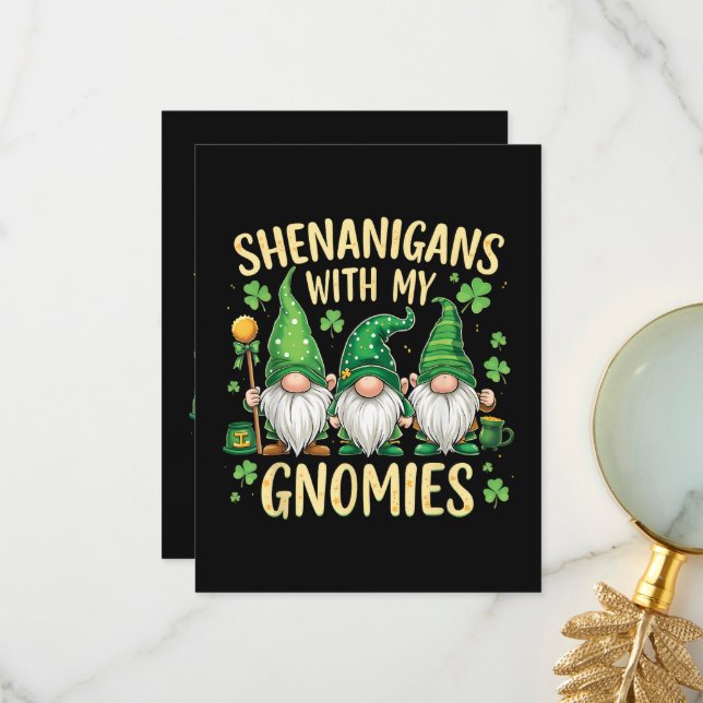St Patrick’s Day Glückskleeblatt-Gnom  Dankeskarte (Vorderseite/Rückseite Beispiel)