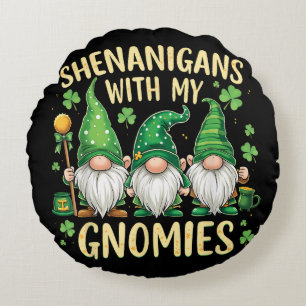 St Patrick’s Day Glückskleeblatt-Gnom Rundes Kissen