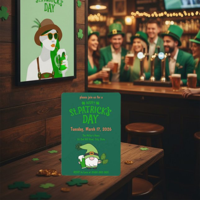 St. Patrick’s Day Gnom-Grün-Einladung Einladung (Von Creator hochgeladen)
