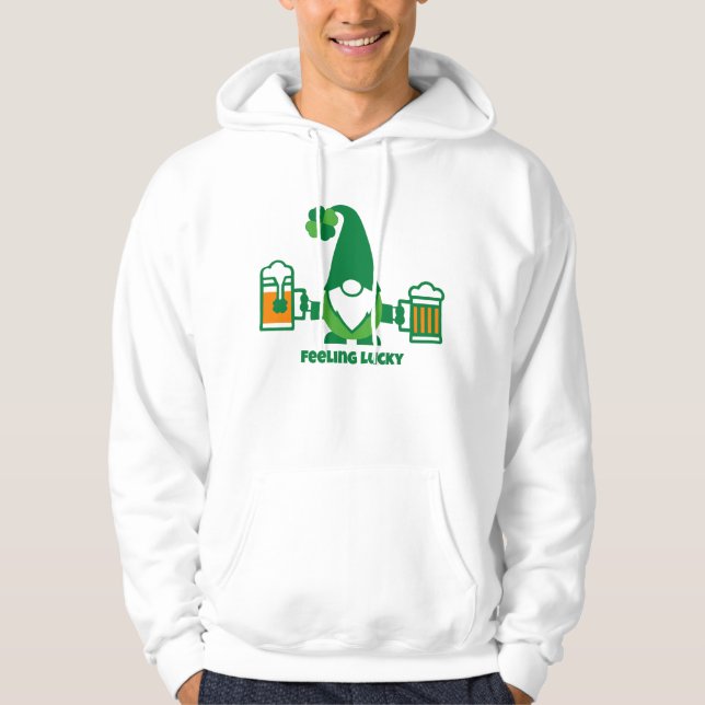 St. Patrick’s Day Gnom mit Bierkrug Hoodie (Vorderseite)