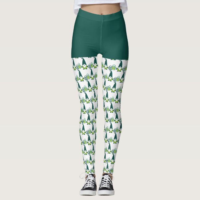 St. Patrick’s Day Gnom mit Bierkrug Leggings (Vorderseite)
