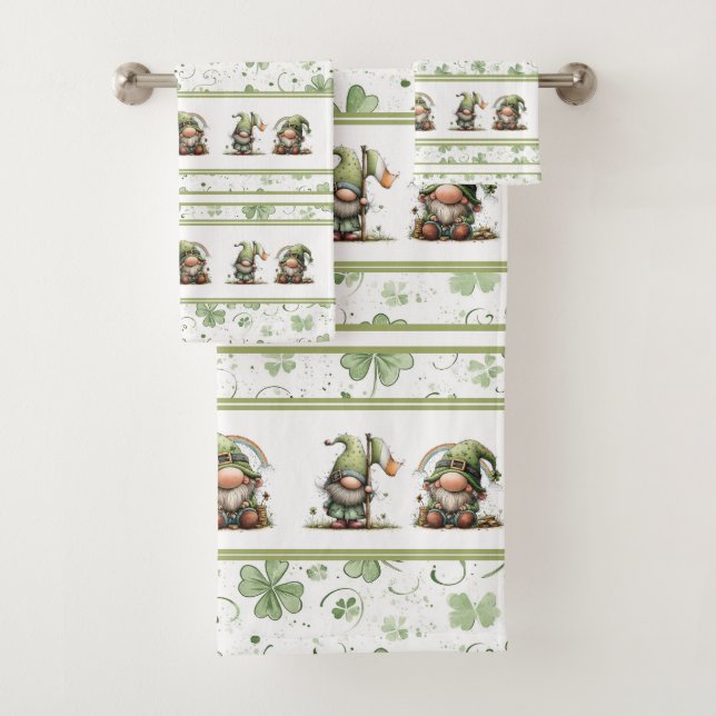 St. Patrick’s Day Gnom-Muster  Badhandtuch Set (Insitu)