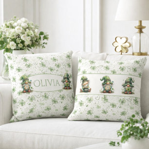 St. Patrick’s Day Gnom-Muster mit Shamrocks Kissen