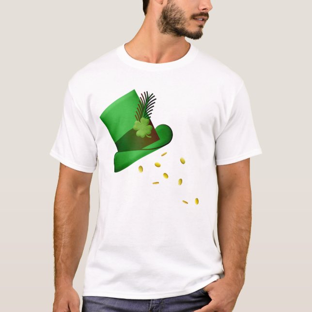St. Patrick`s Day Gold Coins Green Hat T-Shirt (Vorderseite)