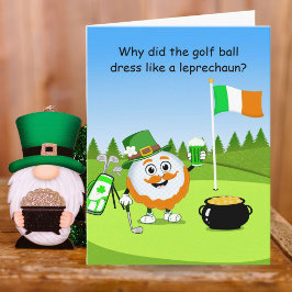 St. Patrick’s Day Golf Ball Leprechaun Riddle Karte