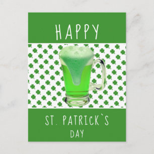 St. Patrick`s day Green Beer Kleeblatt Pattern Postkarte
