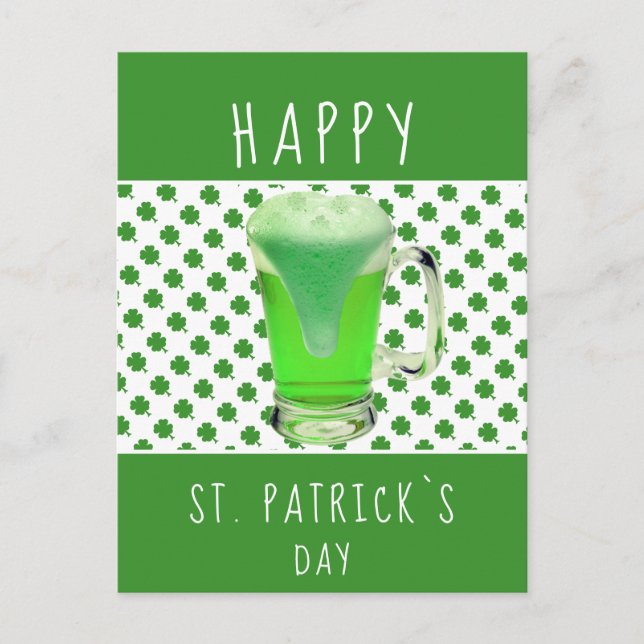 St. Patrick`s day Green Beer Kleeblatt Pattern Postkarte (Vorderseite)
