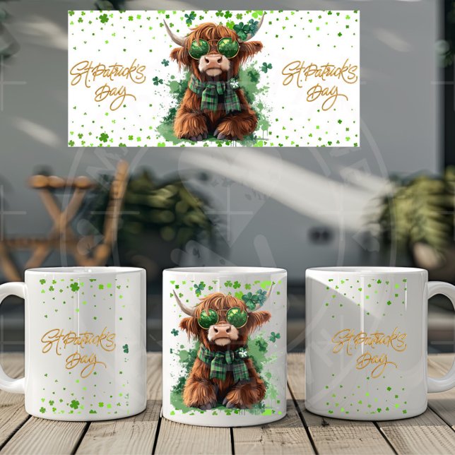 St. Patrick’s Day Highland Cow Tasse - 11oz & 15oz (Von Creator hochgeladen)