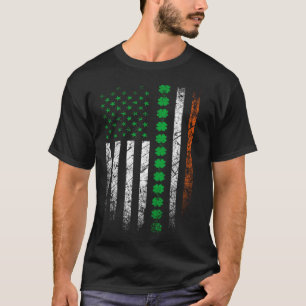 St Patrick s Day IRISH AMERICAN FLAG Irland Shamr T-Shirt