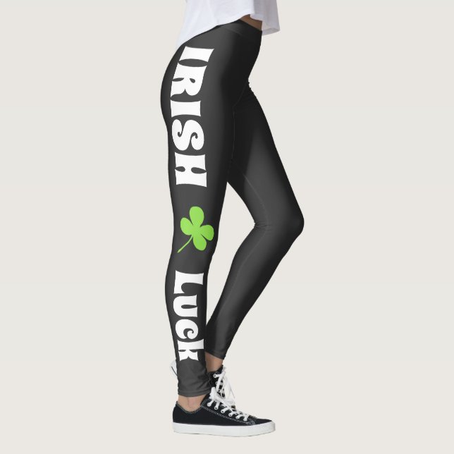 St. Patrick`s Day Irish Luck Modern Black Leggings (Rechts)