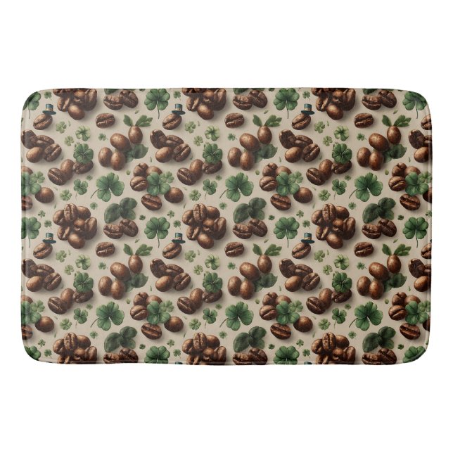 St. Patrick’s Day Kaffee & Shamrock-Muster Badematte (Vorderseite)