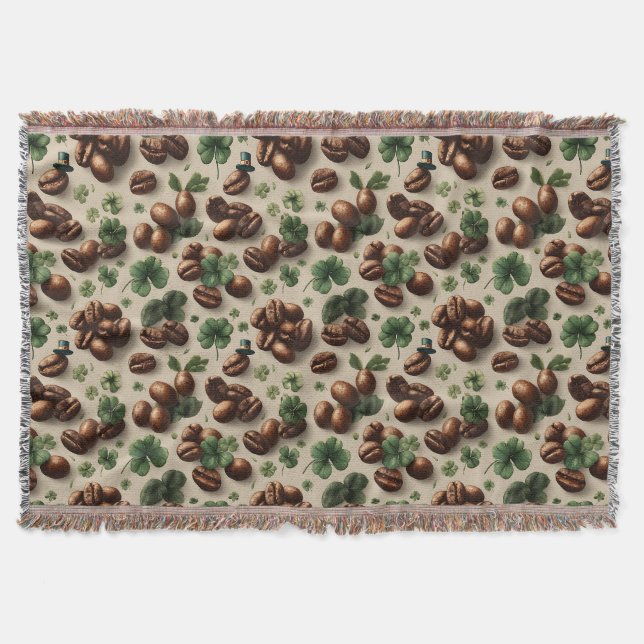 St. Patrick’s Day Kaffee & Shamrock-Muster Decke (Vorderseite)