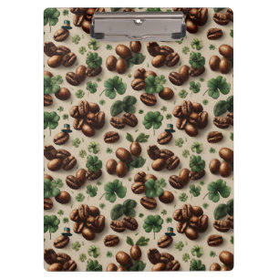 St. Patrick’s Day Kaffee & Shamrock-Muster Klemmbrett