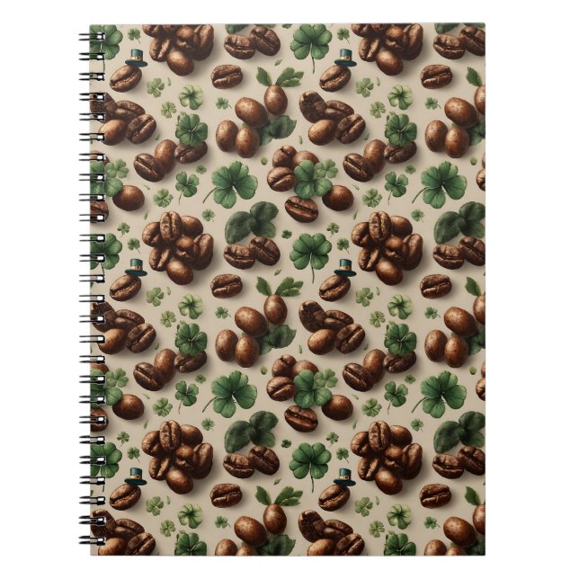 St. Patrick’s Day Kaffee & Shamrock-Muster Notizblock (Vorderseite)