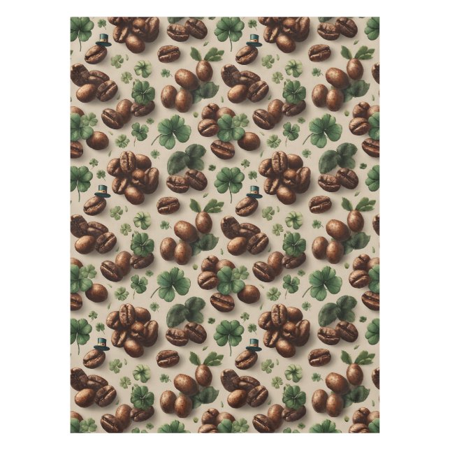 St. Patrick’s Day Kaffee & Shamrock-Muster Tischdecke (Vorderseite)
