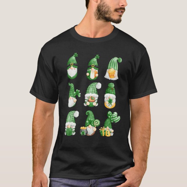 St Patrick S Day Kleeblatt Gnome Niedlich Collecti T-Shirt (Vorderseite)