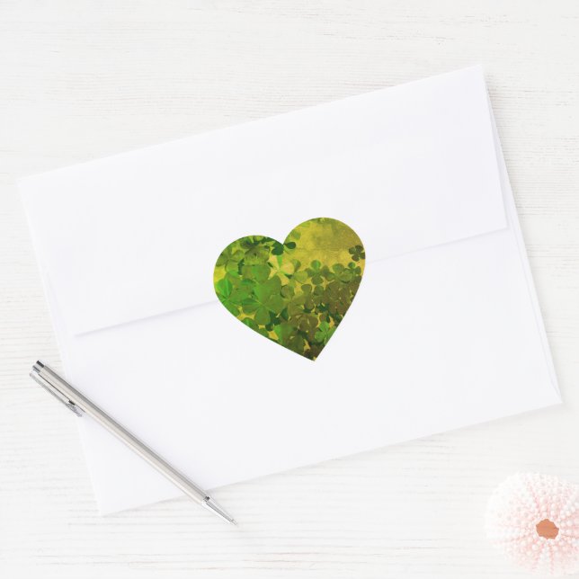 St. Patrick’s Day Kleeblatt Herz-Aufkleber (Umschlag)