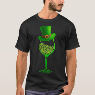 St Patrick S Day Kleeblatt Wine Glass Costume Men T-Shirt