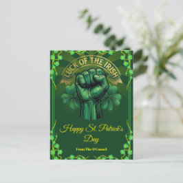 St. Patrick’s Day Luck of the Irish Fist Shamrock Feiertagspostkarte