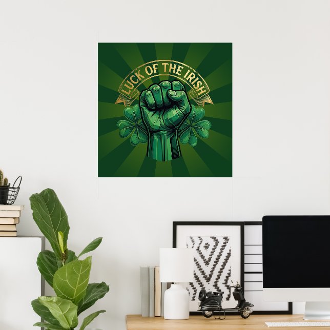 St. Patrick’s Day Luck of the Irish Fist Shamrock Poster (Heimbüro)