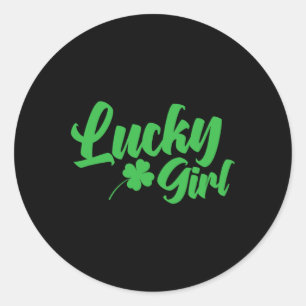St Patrick`s Day Lucky Girl Runder Aufkleber