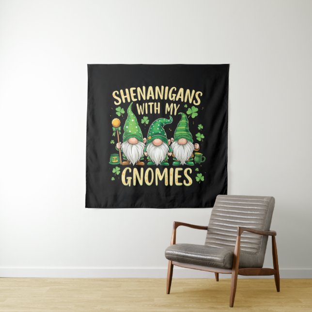 St Patrick’s Day Lucky Shamrock Gnome  Wandteppich (Beispiel)
