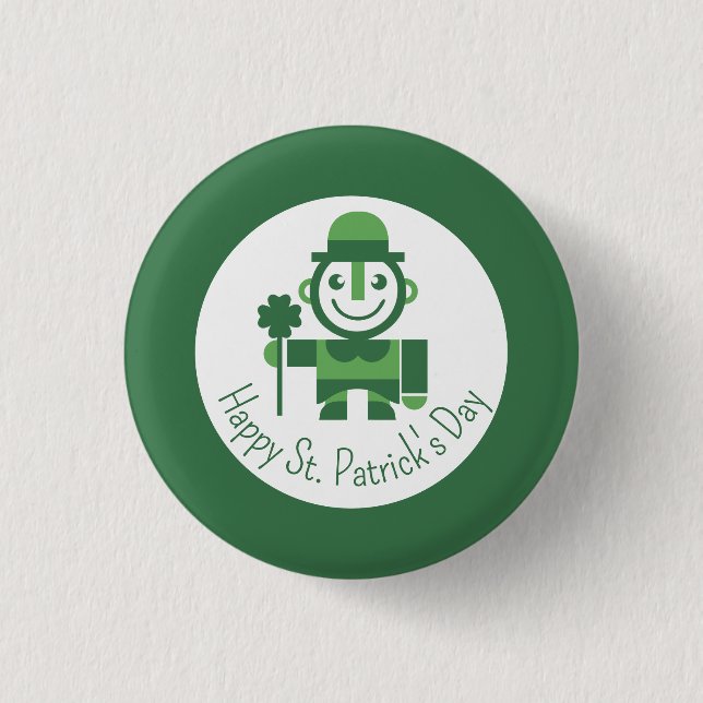 St. Patrick’s Day mit minimalistischer Lucky Lepre Button (Vorderseite)
