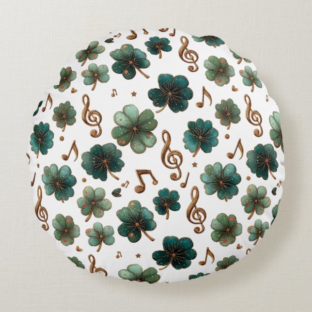 St. Patrick’s Day Musical Shamrock Rundes Kissen (Vorderseite)