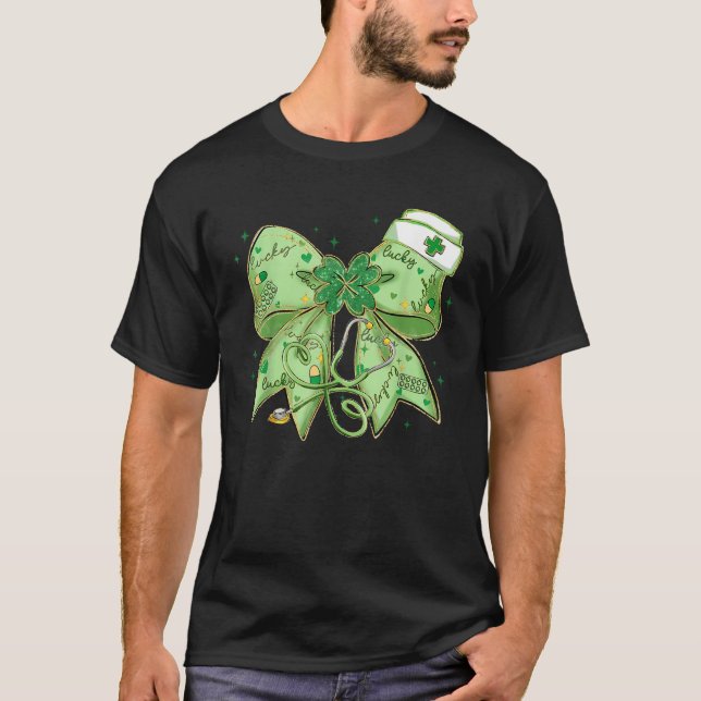 St Patrick s Day Nurse Coquette Bow Stethoscope Br T-Shirt (Vorderseite)