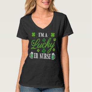 St Patrick S Day Pajama I M a Lucky Er Nurse Irish T-Shirt