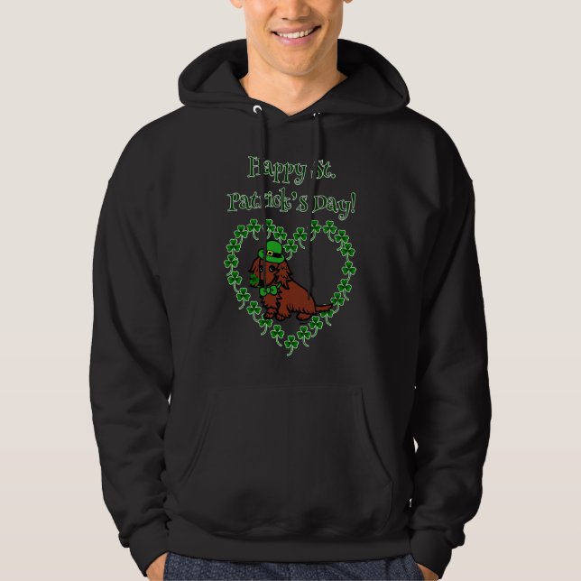 St Patrick S Day Red Long Dackel Hoodie (Vorderseite)