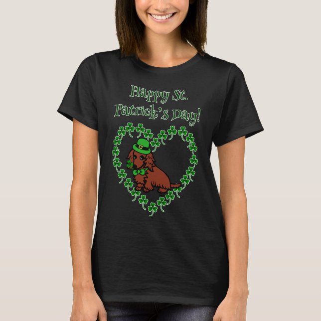 St Patrick S Day Red Long Dackel T-Shirt (Vorderseite)