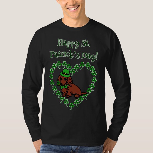 St Patrick S Day Red Long Dackel T-Shirt (Vorderseite)