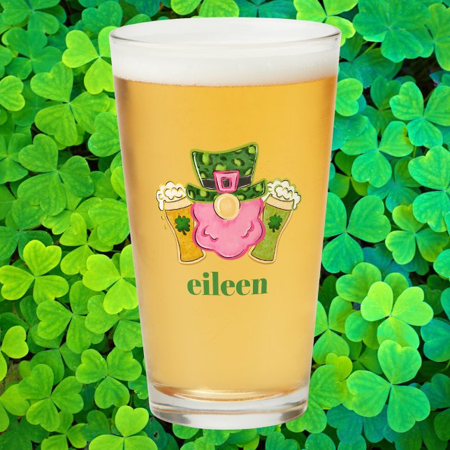 St. Patrick’s Day Rosa Kobold-Bierglas individuell Glas (Von Creator hochgeladen)