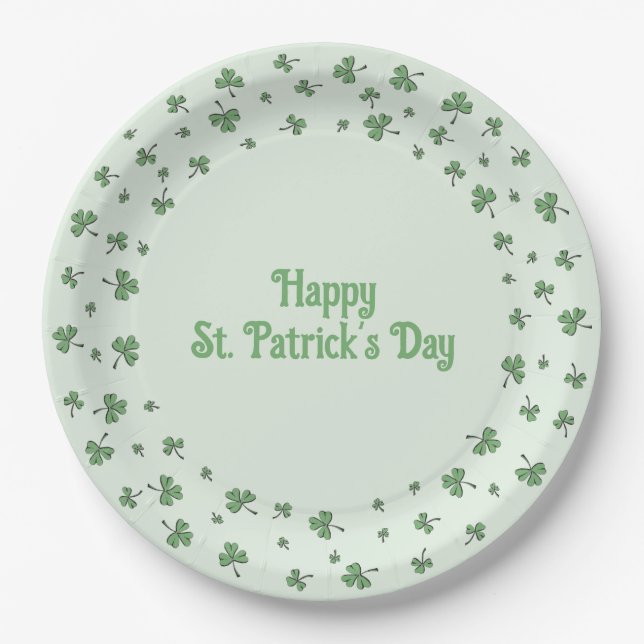 St. Patrick’s Day Shamrock Border Round Pappteller (Vorderseite)